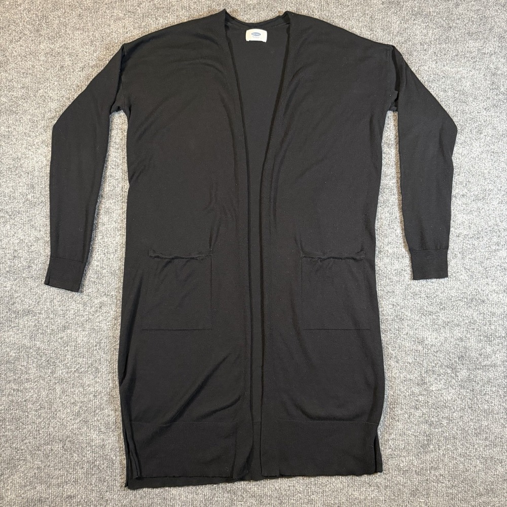 Old Navy Knit‎ Black Cardigan Sweater S Women Open Front Pockets Long Sleeve